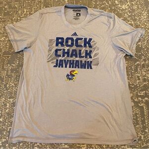 Kansas Jayhawks Adidas Aeroknit Rock Chalk Short Sleeve Climacool Color Grey XXL